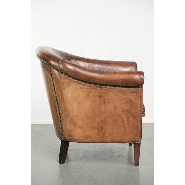 Traditional Vintage Club Chair in Sheepskin Leather For Sale - Image 3 of 14