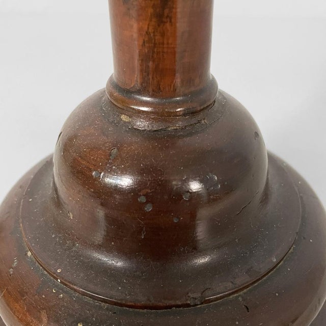 Brown Italian Round Doorstop in Turned Wood, 1930s For Sale - Image 8 of 11