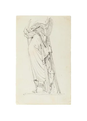 Augustin-Alexandre Dumont, Veiled Woman, Original Pencil Drawing, Late 19th Century