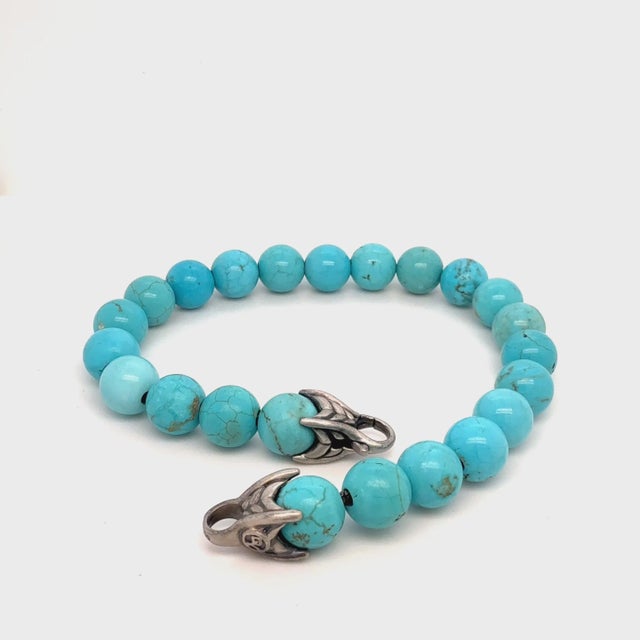 Authentic David Yurman Turquoise Spiritual Beads Bracelet 8.5" 8 mm Silver Estate DY589 Retail: $495.00 This elegant...