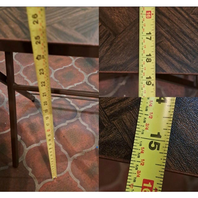 Mid-Century Modern Parquet Wood Tv Tray Tables, Set of 5 With Stand For Sale - Image 12 of 13