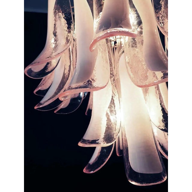 Glass Pink Murano Chandelier in the style of Mazzega For Sale - Image 7 of 8