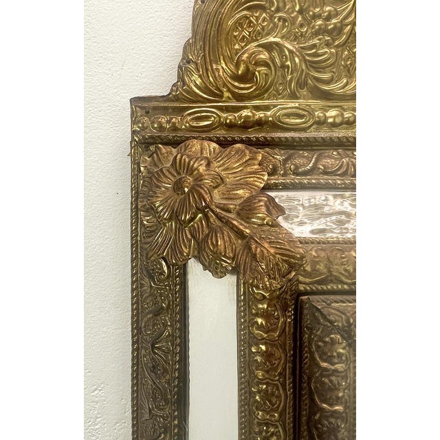 Metal Vintage Embossed Brass Mirror Cabinet, 1950s For Sale - Image 7 of 17
