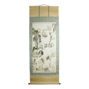 Japanese Juroku Rakkan Scroll by Senkoku