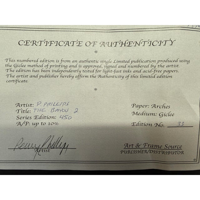 P. Phillips "The Bayou 2" Limited Giclee, Framed For Sale - Image 4 of 12