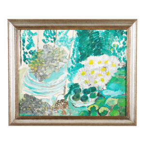 Original Justin McCarthy "Untitled" Green Still Life Oil Painting, Framed