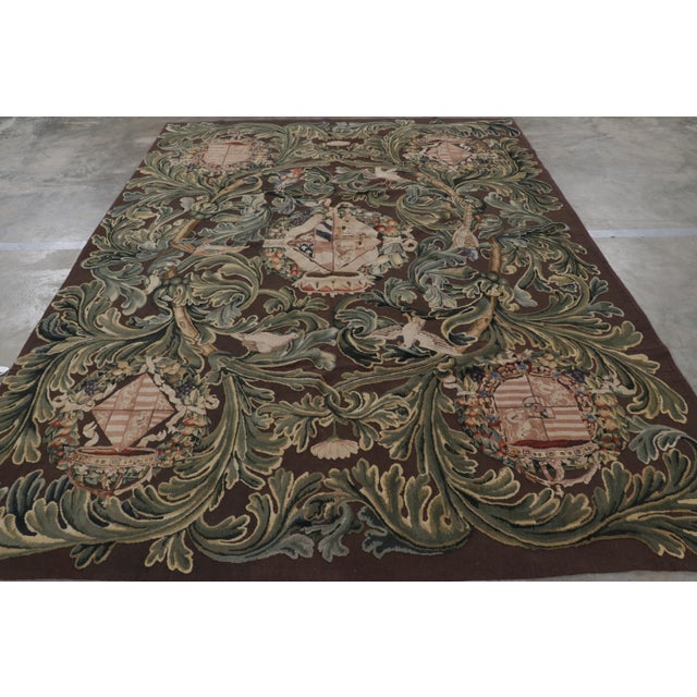Traditional Rug & Kilim’s Armorial Tudor Style Rug in Black, With Beige, Blue and Gold Tones For Sale - Image 3 of 9