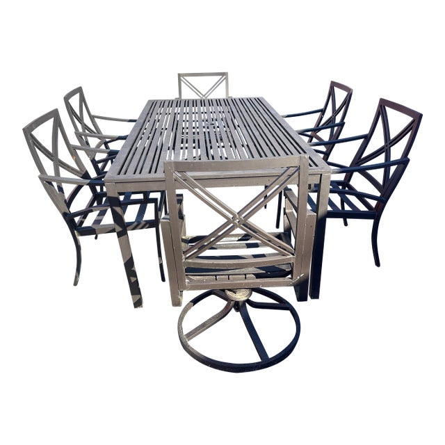 Aluminum Patio Set Table and 6 Chairs For Sale