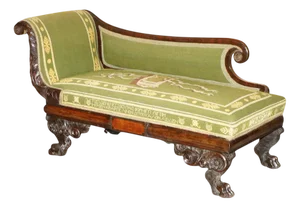 Antique Regency Embroidered Hardwood Chaise Lounge, 1810