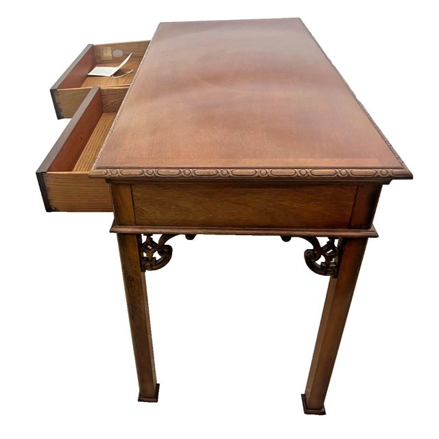 Vintage Baker Furniture Writing Table Historic Charleston Chippendale Mahogany For Sale In Palm Springs - Image 6 of 13