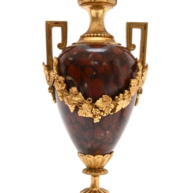 19th Century Antique French Marble and Gilt Bronze Lamps, 1890, Set of 2 For Sale - Image 5 of 11