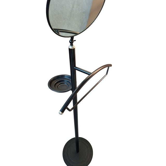 Metal Modern Black Metal Valet Stand with Mirror and Pocket Tray, 1990 For Sale - Image 7 of 13