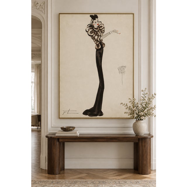Art Deco Vintage French Fashion Art Print – Art Deco Woman in Brown, 36" X 48" For Sale - Image 3 of 8