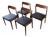 Teak Chairs with Black Leather Seats by Henning Kjærnulf for Korup Stolefabrik, 1960s, Set of 4 For Sale