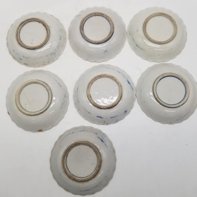 Ko-Imari Landscapes – Antique Arita Blue and White Dishes Set of 7 For Sale - Image 4 of 9