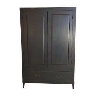 Period Antique Primitive Painted Linen Press For Sale