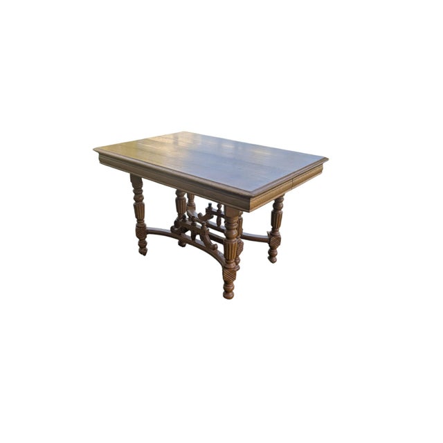 Early 20th Century Jacobean Revival Quarter-Sawn Tiger Oak 6-Leg Extension Dining Table For Sale - Image 16 of 18