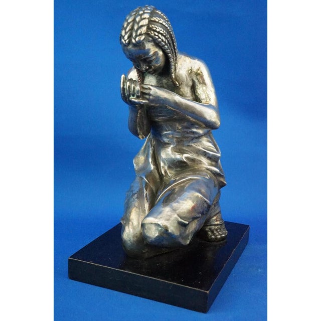 Enrico Bartoli, Sculpture of Maternity, 1800s, Ceramic Finished in Silver For Sale - Image 9 of 18