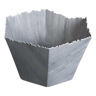 Drap F Hexagonal Decorative Bowl in Bardiglio Marble by Bufalini Marmi For Sale