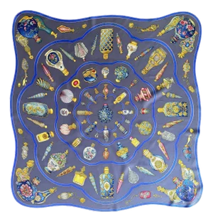 Hermès Les Flacons 2006 Silk Scarf Black and Grey Designed by Baschet Catherine