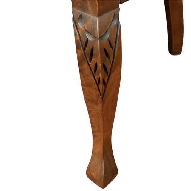 Antique Edwardian Mahogany Tub Chair With Red Suede Seat For Sale - Image 9 of 12