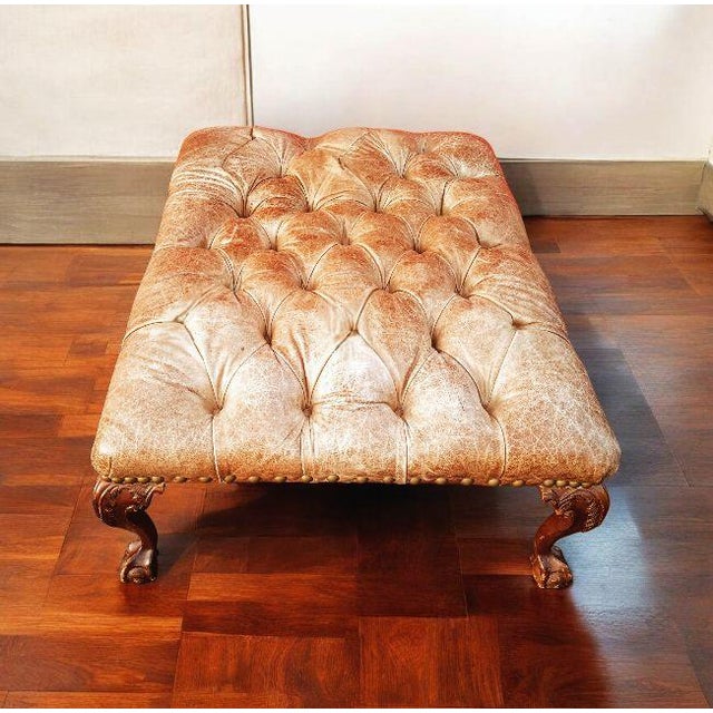 The Chesterfield Leather Ottoman by Old Hickory Tannery For Sale In Raleigh - Image 6 of 8