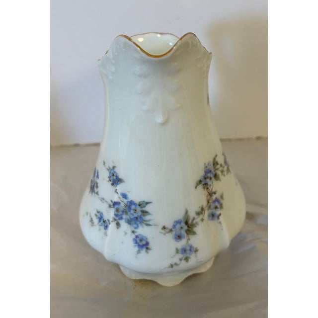 Cream Vintage Silesia Porcelain Creamer With Dragon Handle & Forget-Me-Not Florals, Circa 1900 For Sale - Image 8 of 12