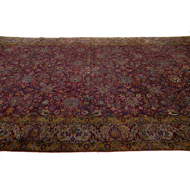 1880s Antique Persian Tabriz Wool Rug With Classic Floral Design in Red For Sale - Image 9 of 11
