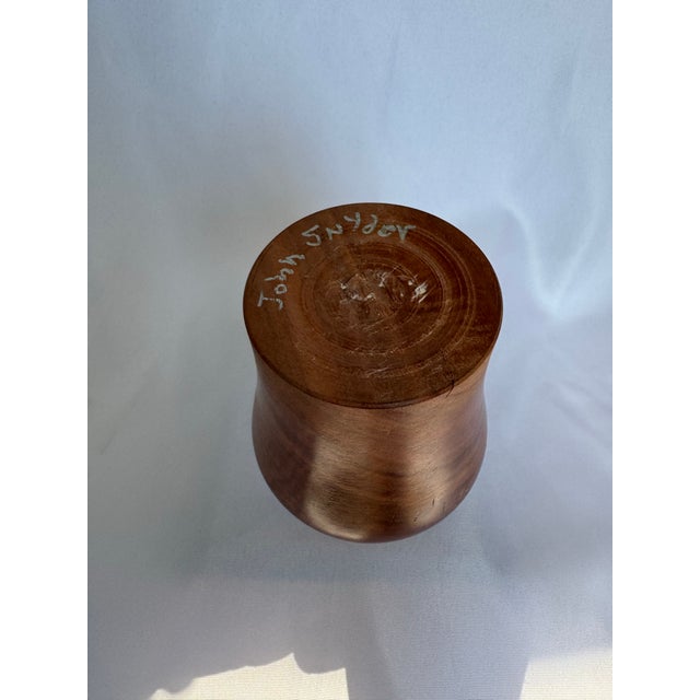 Brown Custom Eucalyptus With Turquoise Inlays Vase For Sale - Image 8 of 9