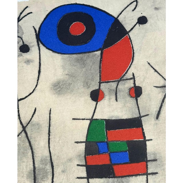 Mid-Century Modern Joan Miró Original Double Lithograph, Mourlot Paris, 1967, Museum Framed For Sale - Image 3 of 4