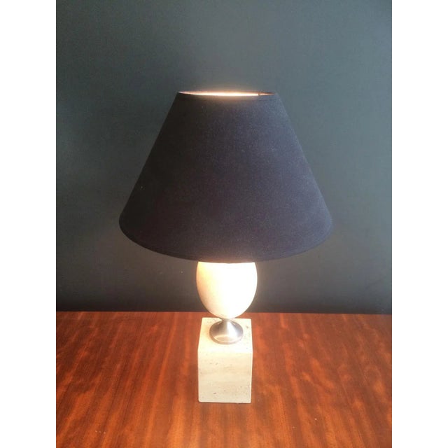 White Philippe Barbier, Travertin and Chrome Lamp, circa 1970 For Sale - Image 8 of 13