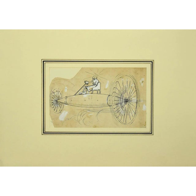 The Flight is an original drawing in pencil and pen on paper by Gabriele Galantara (1865-1937). In good conditions except...