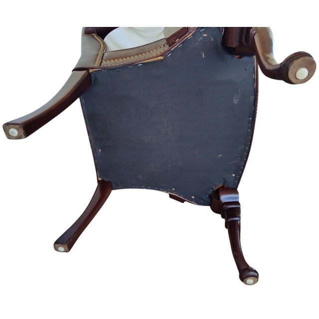 Burgundy Naugahyde Queen Anne Open Armchair - Late 20th Century For Sale - Image 11 of 11