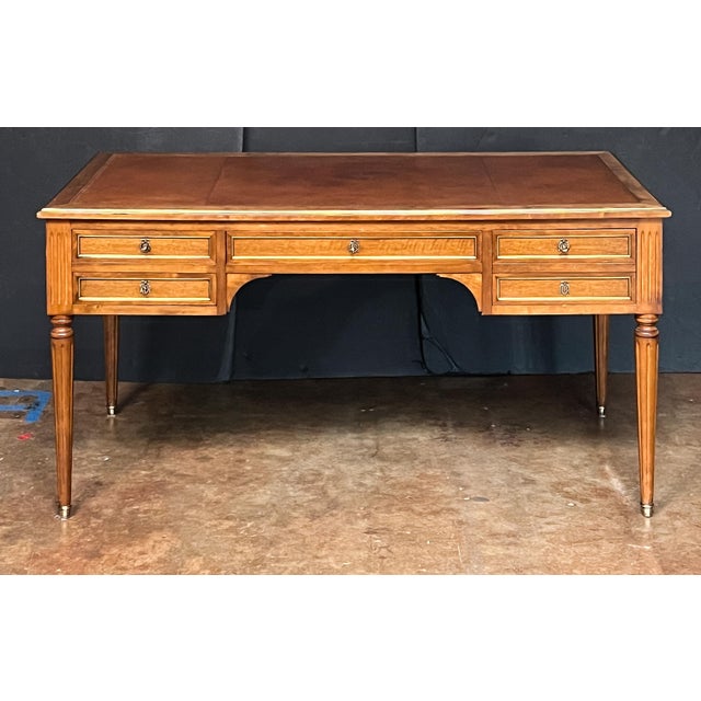 Louis XVI Style Writing Table or Desk With Leather Top From France For Sale - Image 12 of 14