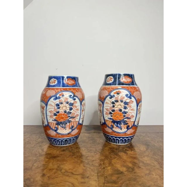 Ceramic Antique Japanese Imari Vases, 1900, Set of 2 For Sale - Image 7 of 7