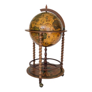 Vintage Modernist Italian Globe Cocktail Cabinet Bar Cart For Sale