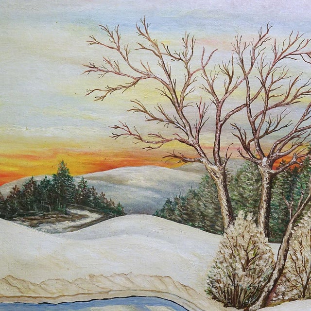 1950s Kuta, Sunrise in a Winter Landscape in the Black Forest, 1950s, Oil on Canvas, Framed For Sale - Image 5 of 8