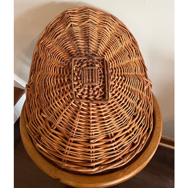 Vintage Handwoven Wicker Gathering Basket With Wrapped Handle For Sale In New York - Image 6 of 10