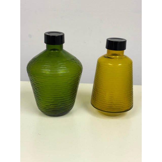 2010s BoConcept Battuto Cut Glass Decorative Bottles, Set of Two For Sale - Image 5 of 12