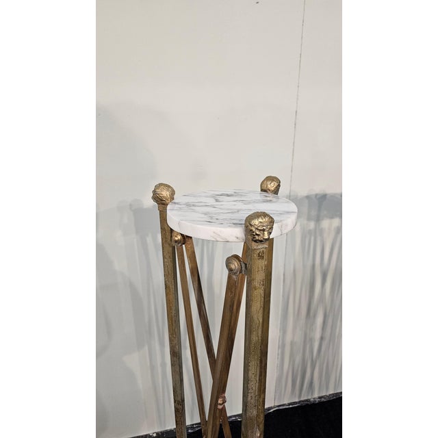 Empire Style Brass and Marble Pedestals, 1970s, Set of 2 For Sale - Image 9 of 12