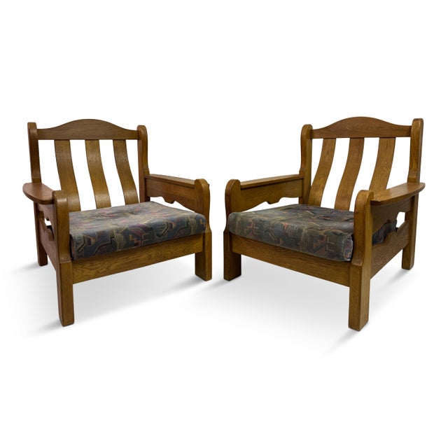 Vintage Brutalist Oak Armchairs, 1960s, Set of 2 For Sale - Image 12 of 12