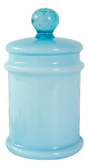 Portuguese Light Blue Opaline Jar, 1960s