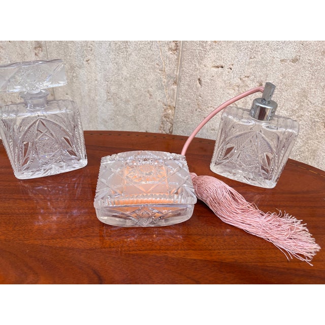 Inlaid Crystal Perfume Bottles, 1890s, Set of 3 For Sale - Image 4 of 9