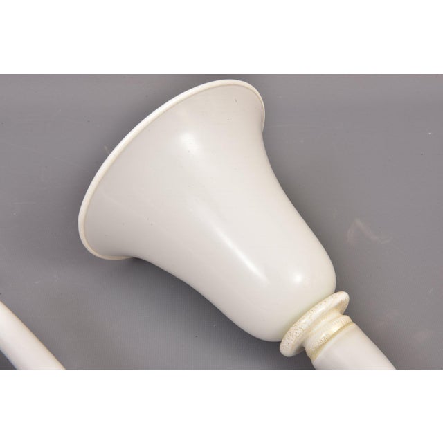 Handmade in Italy Murano White Glass Six Arm Chandelier For Sale - Image 4 of 5