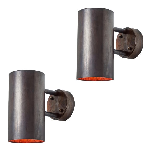 Hans-Agne Jakobsson C627/110 'Rulle' Brown Patinated Outdoor Sconces - a Pair For Sale
