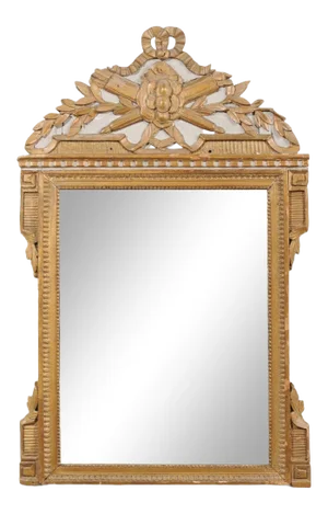 1770s French Louis XVI Period Painted and Gilded Mirror with Quivers and Arrows