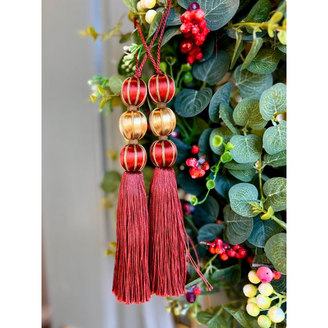 Red Beaded Key Tassels - 7.5" - a Pair For Sale In New York - Image 6 of 14