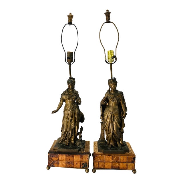 Pair of Neoclassical Figural Lamps Circa 1880 For Sale