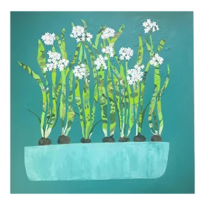 "Paperwhite Jungle" Original Contemporary Abstract Floral Still Life Painting by Tracy Allegro