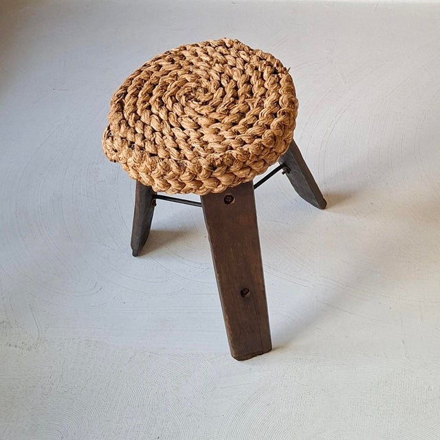 Stool attributed to Adrien Audoux and Frida Minnet, 1950s For Sale - Image 11 of 11